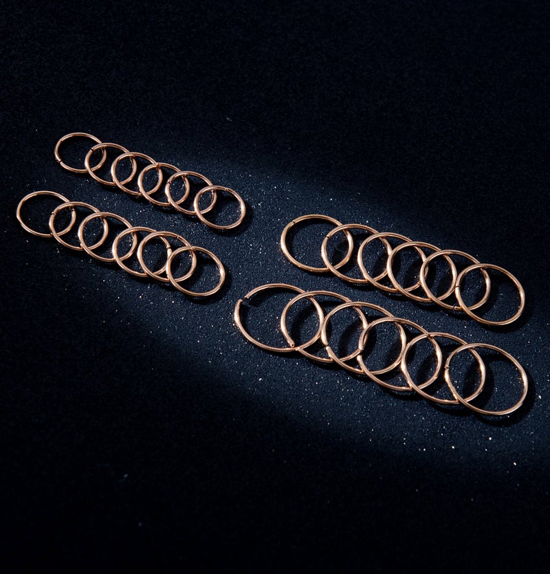 Masedy 24Pcs 20G 316L Stainless Steel Nose Rings Hoop Tragus Cartilage Helix Piercing Lip Septum Ring Rose-Gold Bendable - Image 4
